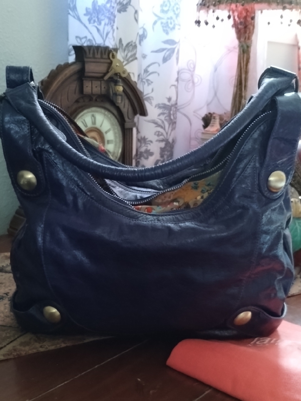 Latico Purple Studded Leather Shoulder Bag